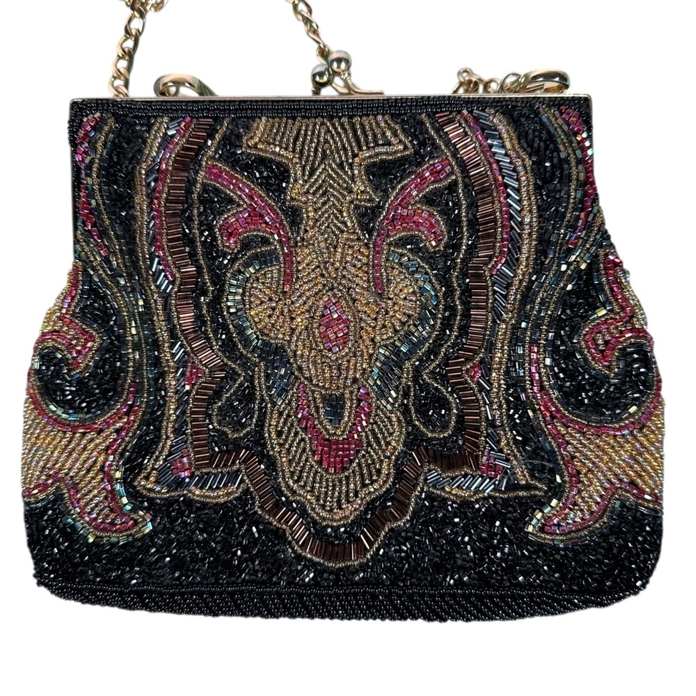 VINTAGE Elegant Hand Beaded Evening Clutch Handbag - Picture 3 of 9